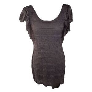H&M GRAY/PURPLE LACE RUFFLE SLEEVE DRESS SZ.10 EUC.